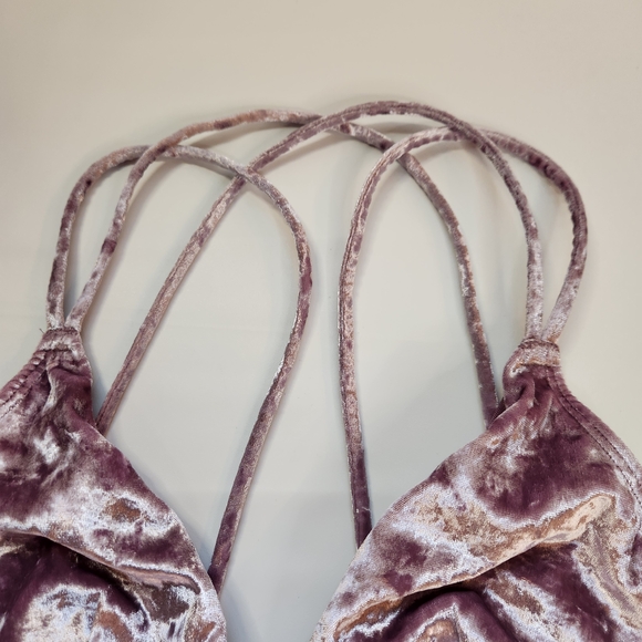 Pink Victoria's Secret Large Unlined Women's Bralette Bra Crushed Velvet - Picture 3 of 11